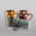 Embossed Color Glazed and Hand Painting Stoneware Mug